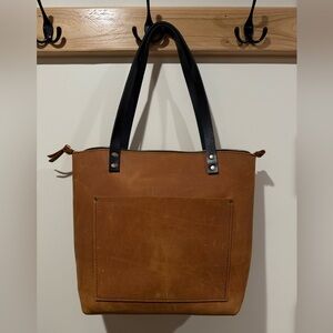 Portland leather medium zip Brown Leather Tote Bag